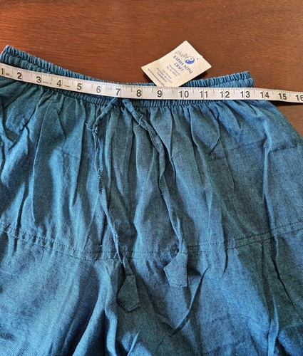 Karma Nepal Craft 1 Size Handmade Blue Aladdin Harem Festival Bottoms Boho NWT - Picture 11 of 15