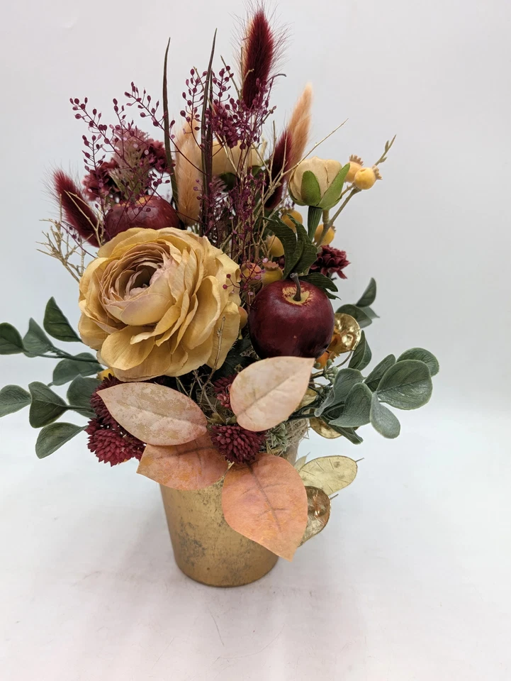 Arreglo de otoño Rose Sedum manzana hierbas beige burdeos - Imagen 4 de 4