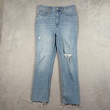Madewell The Perfect Vintage Jean Light Wash Distressed Raw Hem Size 28