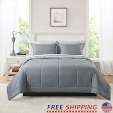 Gray Bed-in-a-Bag Comforter Set Soft Microfib...