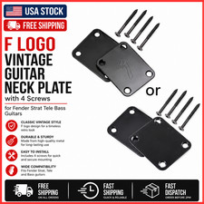 F Logo Vintage Guitar Neck Plate with 4 Screws for Fender Strat Tele Bass