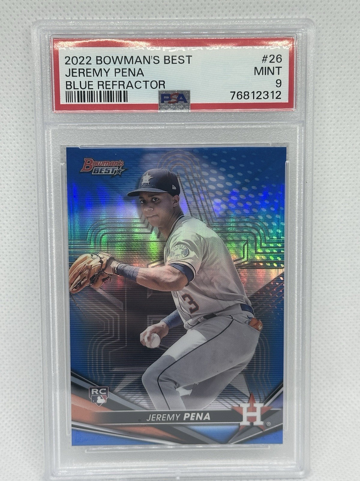 Jeremy Pena 2022 Bowman’s Best Blue Refractor RC Rookie SP /150 PSA 9 Astros