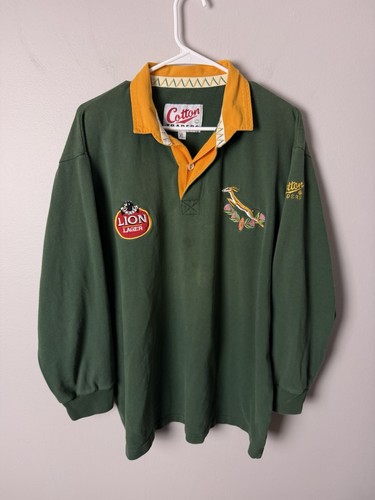 Vintage Cotton Traders South Africa Rugby Men's XL Green Jersey 1992-95