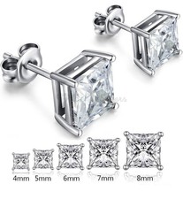 9ct Gold Square CZ Stud Earrings 3-8mm Classic Sparkle Pair
