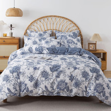 Floral Duvet Cover Sets King/Cal King 100 Cotton Blue Flower Pattern Comforter