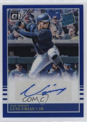 2019 Panini Donruss Optic Blue Prizm 28/50 Luis Urias #R85-LU Auto RC v9t