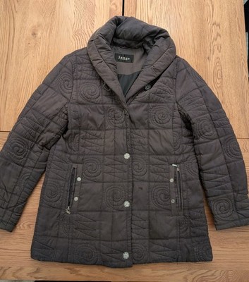 JUNGE Denmark Quilted Coat Women s Size 10 US Brown-Grey Art-Quilt Padded Jacket