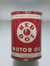 Motor oil qt can red dot soldered seam Empty Nice.