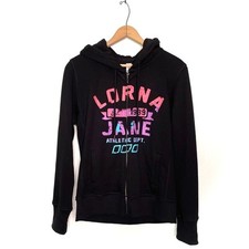 Lorna Jane Woman's Black LJ Excel Classic Front Zip Hoodie Sweatshirt NWT M