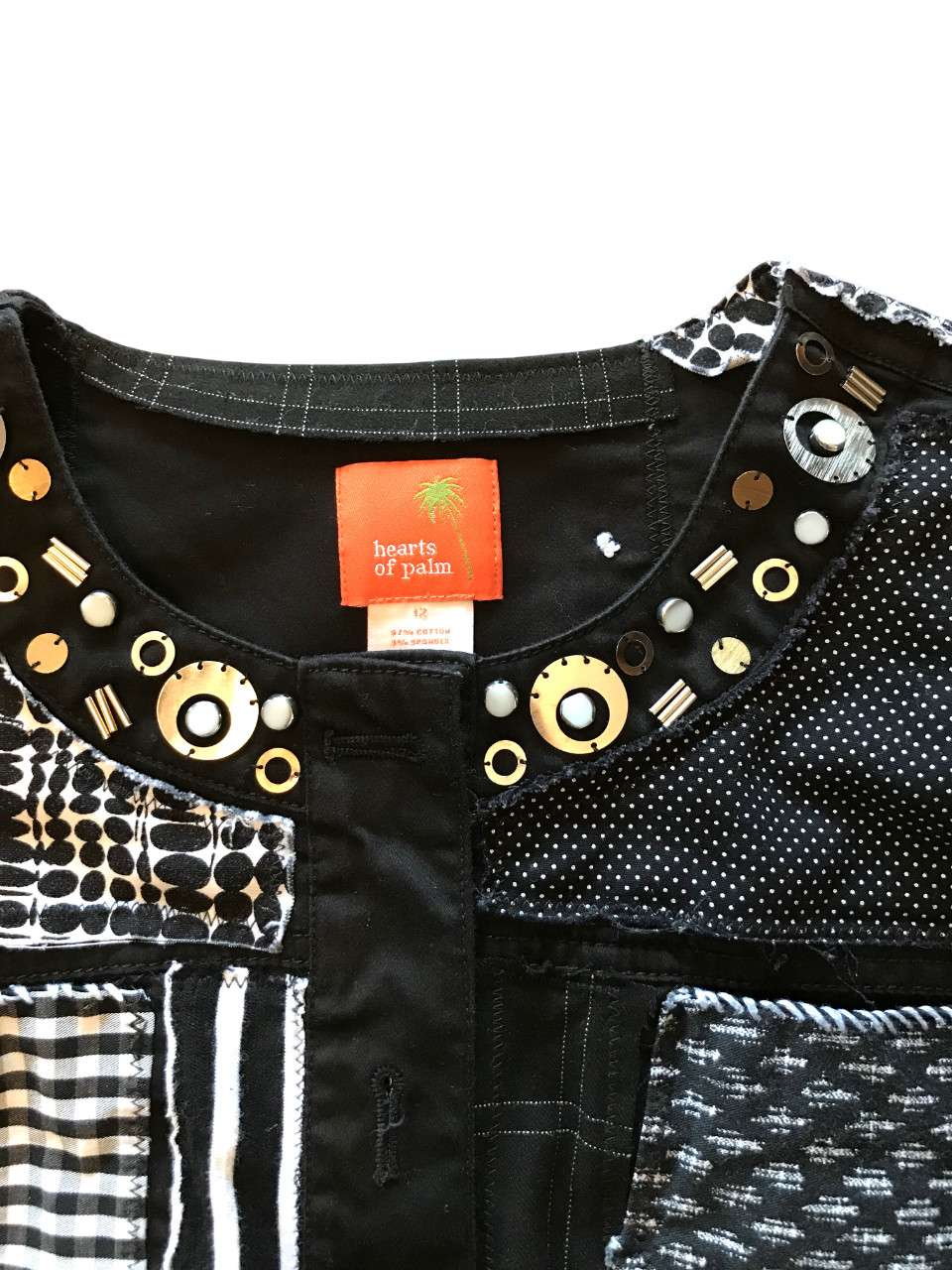 Boho Patchwork Jacket: Upcycled Sashiko Black Whi… - image 4