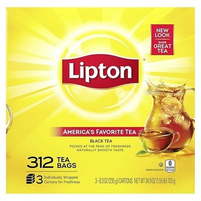 Liptons Black Tea Bags,HOT or ICED, 312 Count, Individually Wrapped, 24.9 oz