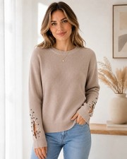 Strickpullover mit Perlen 
