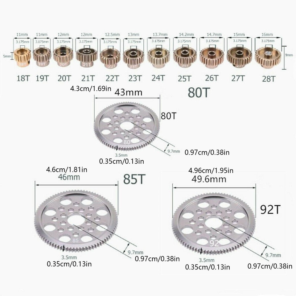 14Pcs Motor Gear Alloy Pinion Cogs For Sakura CS S XIS D4 RC Model 1/10 ...