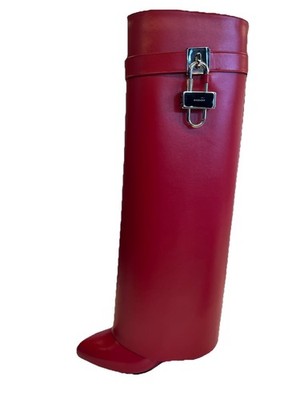 GIVENCHY NIB $2550..Tall  Red Leather  Shark  Lock Boots S 10
