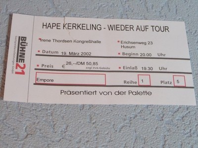 HAPE Kerkeling  - Konzertkarte - Ticket - 19.03.2002 - Husum - NICHT GÜLTIG !!!