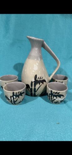 Japanese Sake Pot Set Porcelain Ceramic Craft Wine Glasses Saki Cups 5 Pieces