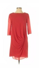 NEW Zara Basic Red Draped Ruched Side Detail Shift Dress Women's Size Small