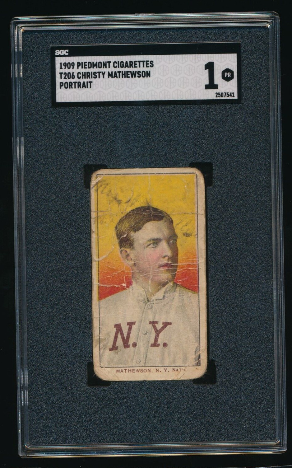 1909-11 T206 Christy Mathewson Portrait NY Giants Piedmont Series 150 SGC 1 PR