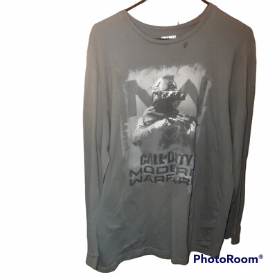 Call of Duty Modern Warfare Gray Long Sleeve Graphic Tee T-Shirt Size L 