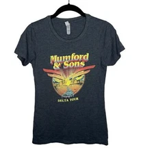 Next Level Apparel small gray Mumford & Sons 2018 Delta tour fitted band T-shirt