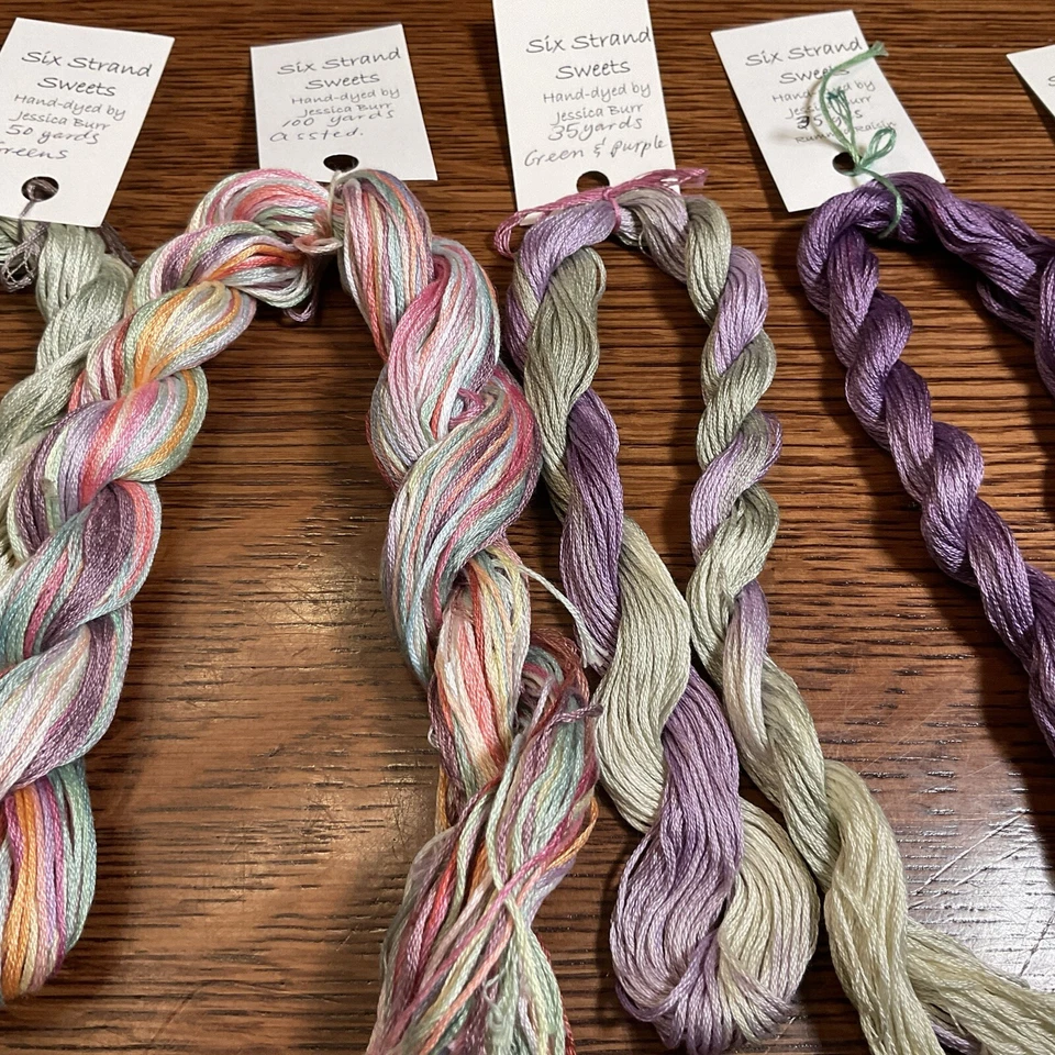 RARE NEW LOT of 7 SIX STRAND SWEETS 300 YARDS+ TOTAL BY JESSICA BURR FLOSS - Image 3 of 4