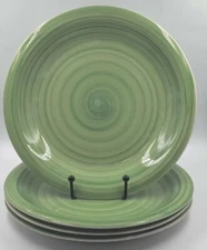Set of 4 Philippe Richard Green Swirl Dinner Luncheon Plates 10.5"