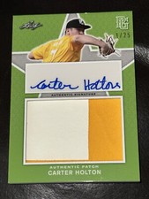 CARTER HOLTON 2020 Leaf Perfect Game JERSEY PATCH AUTOGRAPH #1/25 VANDY, BRAVES