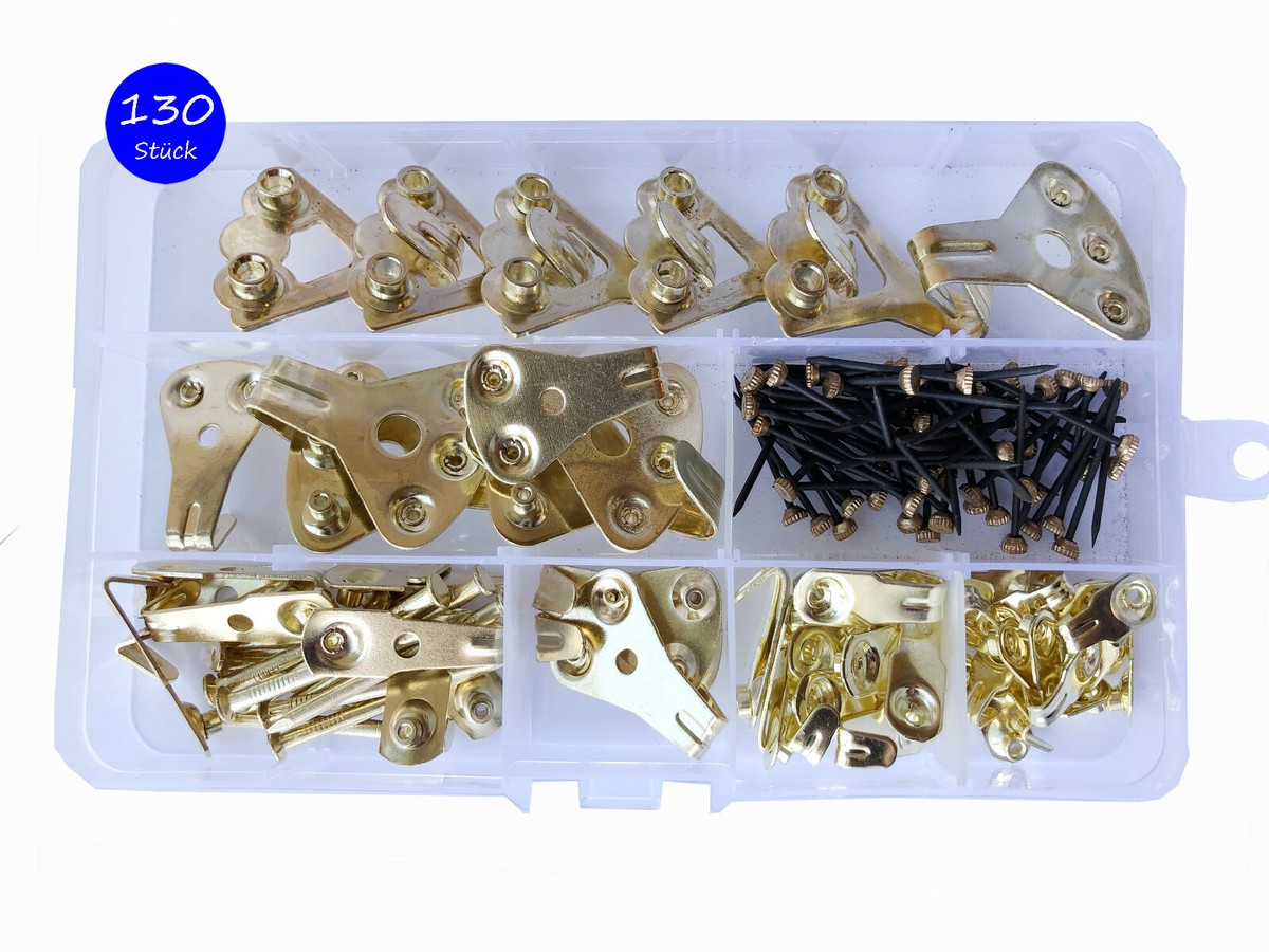 Bilderrahmen-Aufhänger-Set – 130 Teile, Verschiedene Haken & Nägel Inklusive