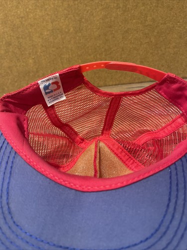 Cappello camionista vintage STP Oil Patch maglia snapback made in USA regolabile rosso blu M&B - Foto 5 di 6