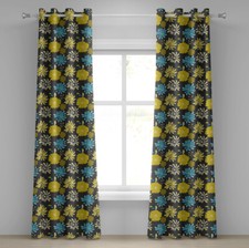 Image of Floral 2-Panels Eyelet Curtains Jasmine Peony Design
