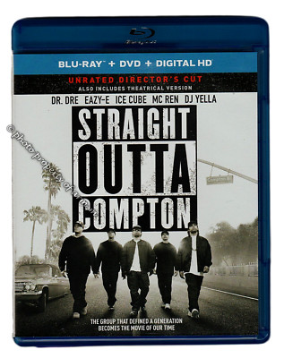 Straight Outta Compton - Unrated Director's Cut (2015 Blu-Ray+DVD+Digital) V.G.