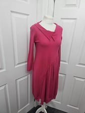 Oska Fine Knit Pink Balloon Dress Size 0 UK 8 To 10 Midi Length Long Sleeve Boho