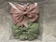 Adorable Hair Bow Grosgrain Ribbon Girl Baby Toddler Elastic Headband Set Of 2