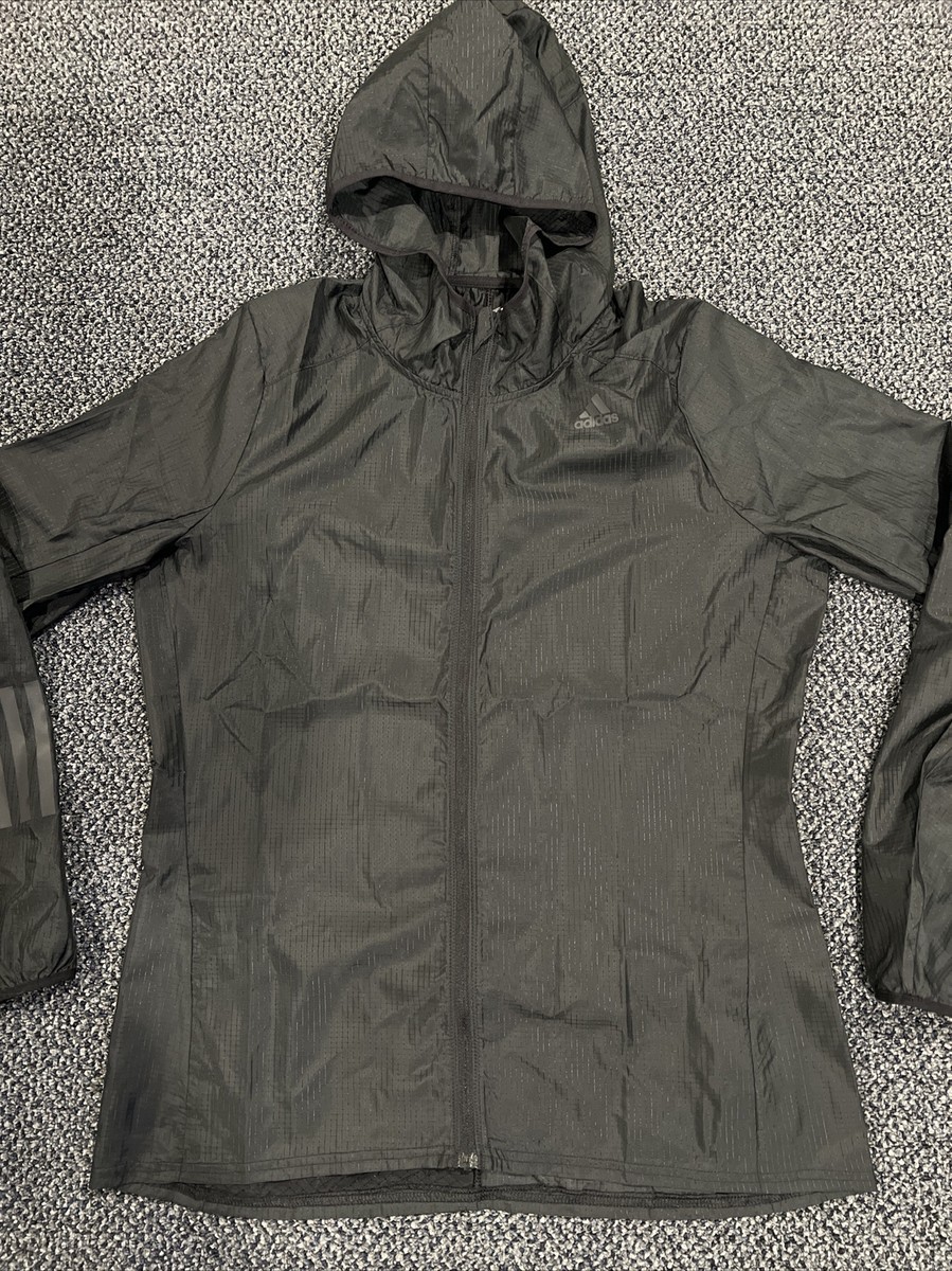 Adidas Response Packable Running Jacket Women’s Sz M Black Reflective NWT