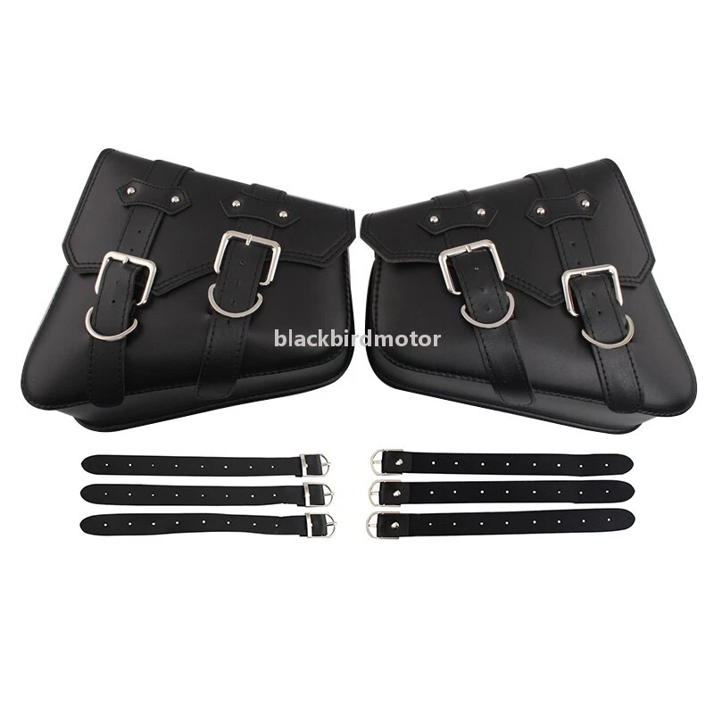 Bolsas de sillín de equipaje de almacenamiento lateral negras aptas para Harley Sportster XL883 XL1200 Foto 3 de 4