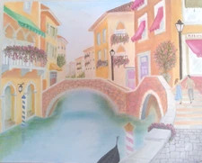 Venice Vacation Original 24x30 Large Oil Painting Colorful Landscape Signed
