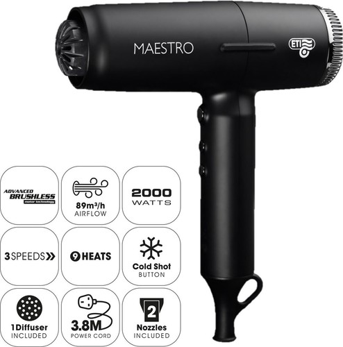 ASCIUGACAPELLI PHON PROFESSIONALE ETI MAESTRO IONICO DIGITAL 2000W ULTRA LEGGERO - Foto 8 di 24