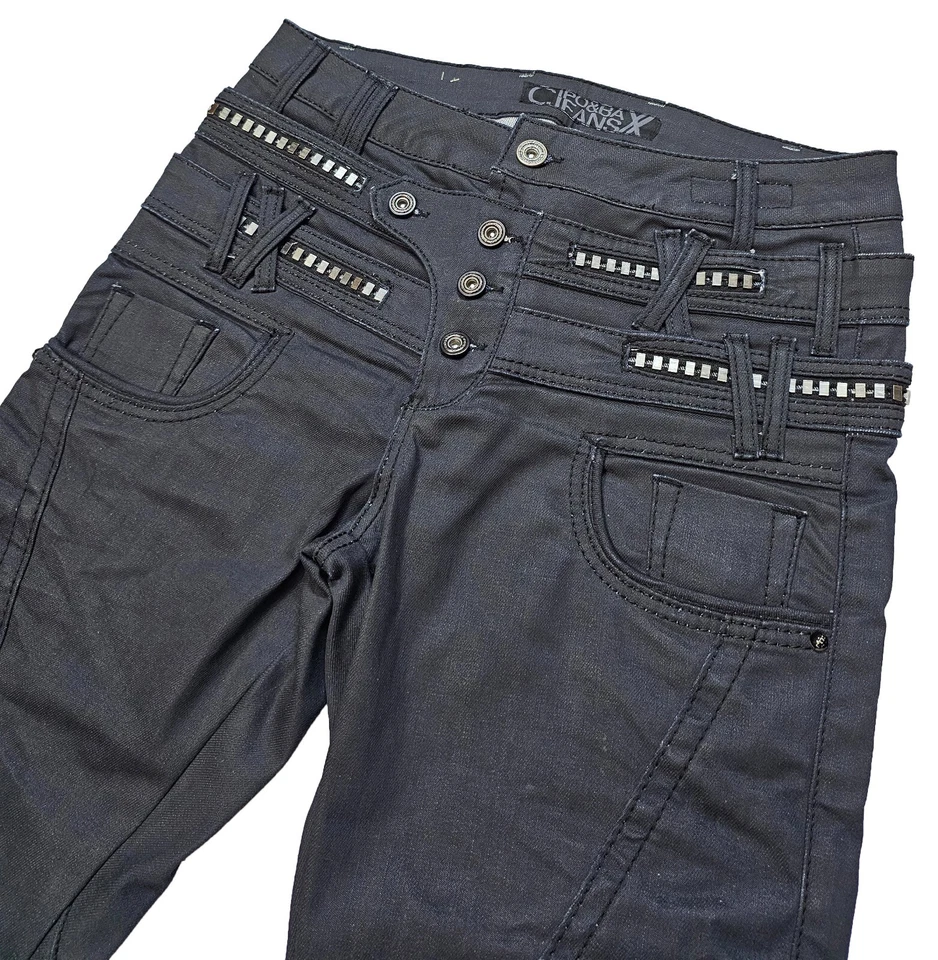 Pantalones de mezclilla Cipo & Baxx para hombre negros estilo cuero cintura talla 32 en L 34 pulgadas Foto 2 de 4