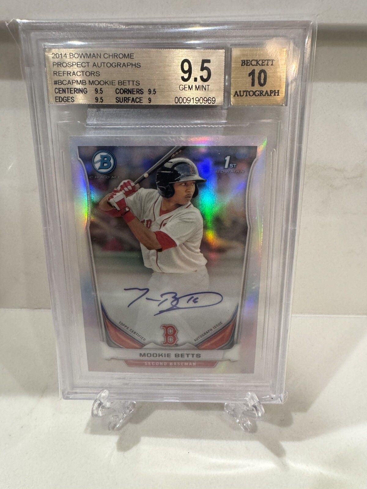Mookie Betts    2014 Bowman Chrome Refractor 1st Auto /500   BGS 9.5/10