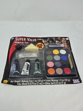 SUPER VALUE HALLOWEEN MAKEUP SET TRAY CREAM FAKE BLOOD GLITTER GEL RUBIES USA