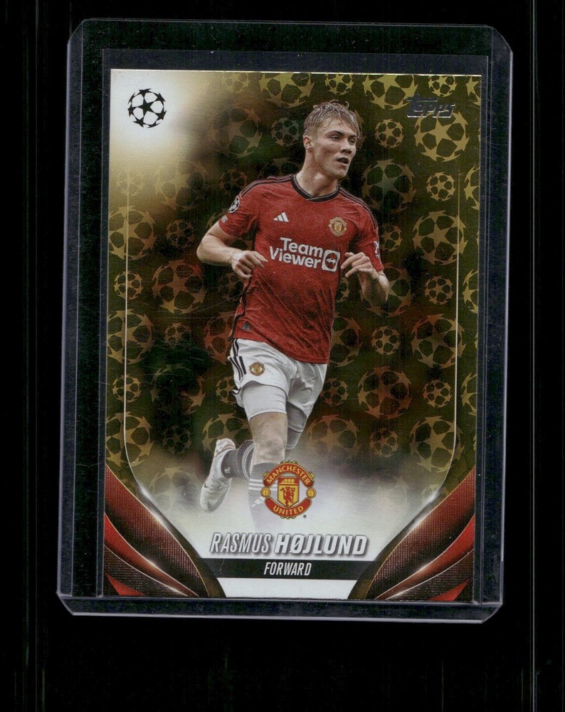2023-24 Topps UEFA Club Competitions #131 Rasmus Højlund Gold Starball Foil