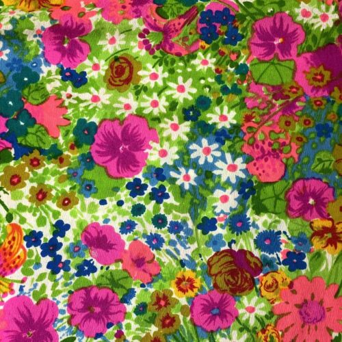 Vtg 70's NEON Barkcloth PSYCHEDELIC MoD Retro FLOWER POWER Hippie Skirt 26 - Picture 3 of 9