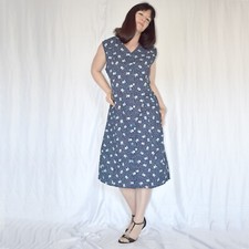 Robe Mini Fleurie Bleue M (42) Vintage Retro Robe D'Été