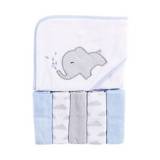 Luvable Friends Hooded Towel with Five Washcloths, Elephant Spray, One Size