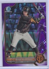 DIEGO VELASQUEZ 2022 BOWMAN CHROME 1ST PURPLE RAY WAVE REFRACTOR PROSPECT /250