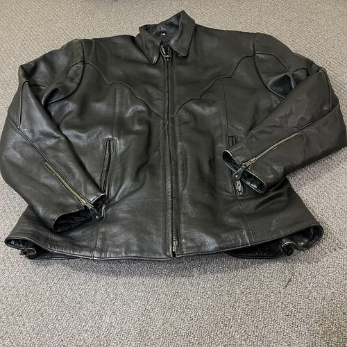 Chaqueta UNIK Para Hombre Talla XXL De Colección Moto Cuero Negro Moto Montar Cremallera - Imagen 1 de 11
