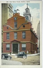 Boston Massachusetts The Old State House, White Border Postcard - Ford Model T