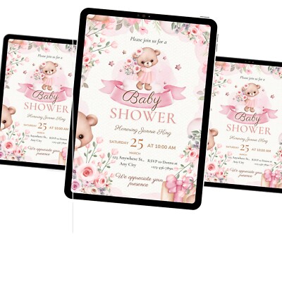 Elektronische Babyparty eCard Digitale Babyparty Einladung EDITIERBARE Vorlage