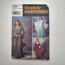2001 SIMPLICITY COSTUMES 9891 Misses' Costumes Size RR 14-20 UNCUT