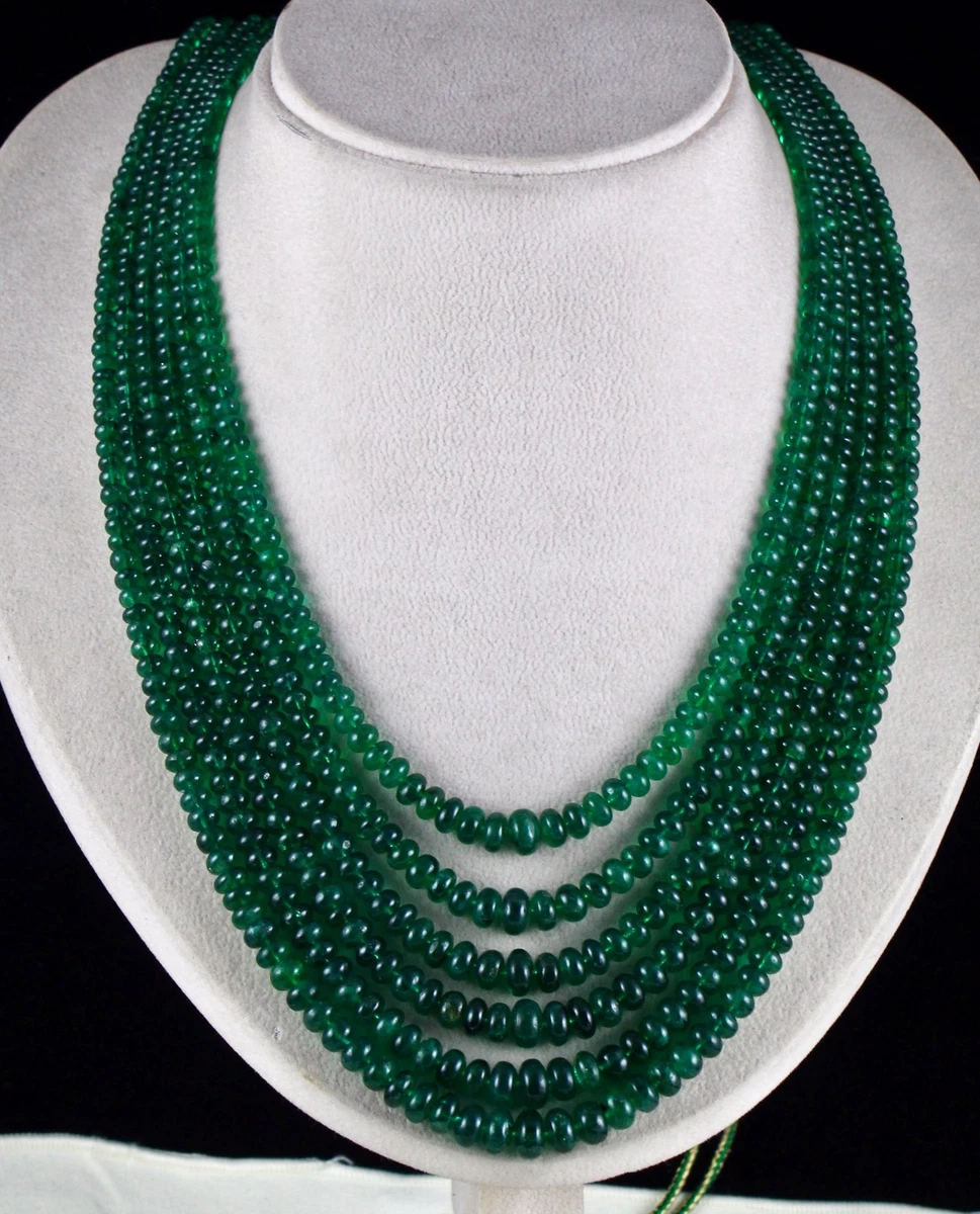 NATURAL ZAMBIAN EMERALD BEADS ROUND 6 LINE 754 CARATS GEMSTONE LADIES NECKLACE